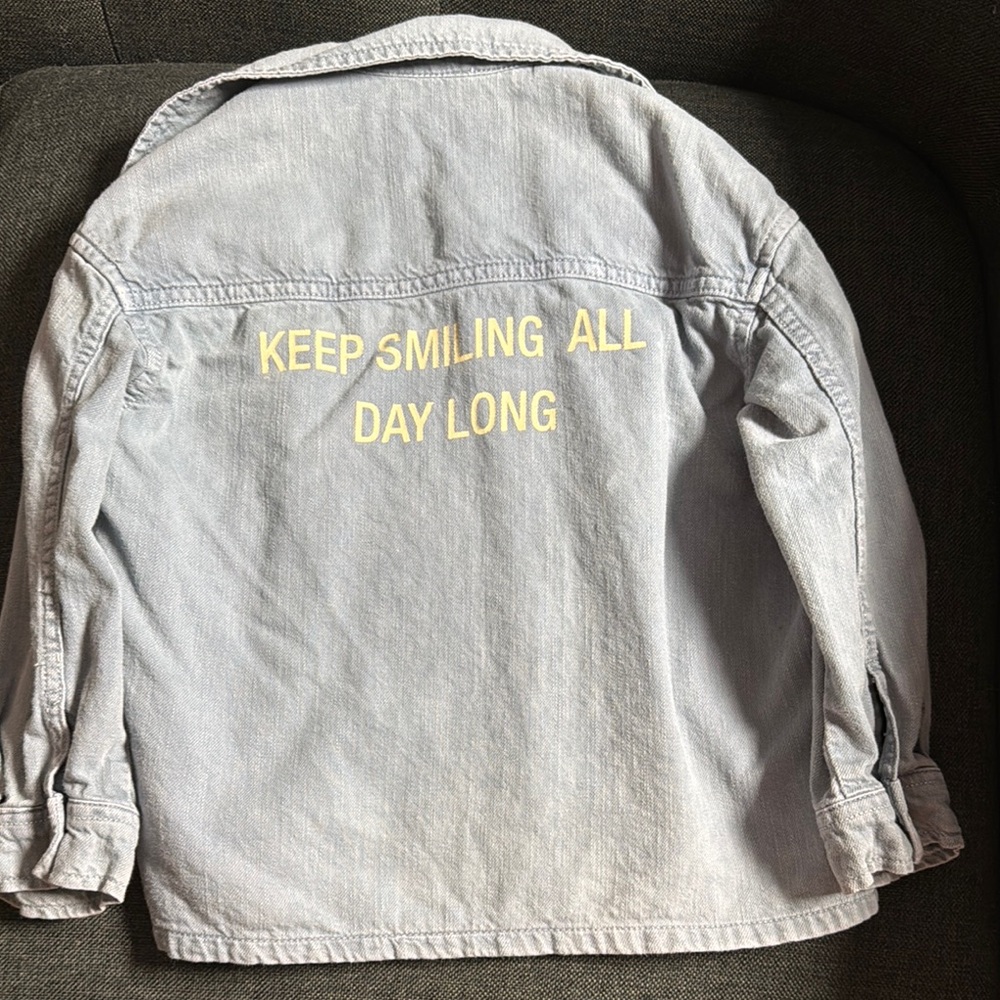 Graphic Denim Jacket with Yellow Text